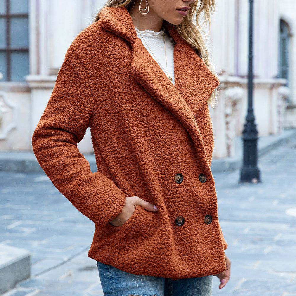 Fluffy Loose Lapel Winter Coat