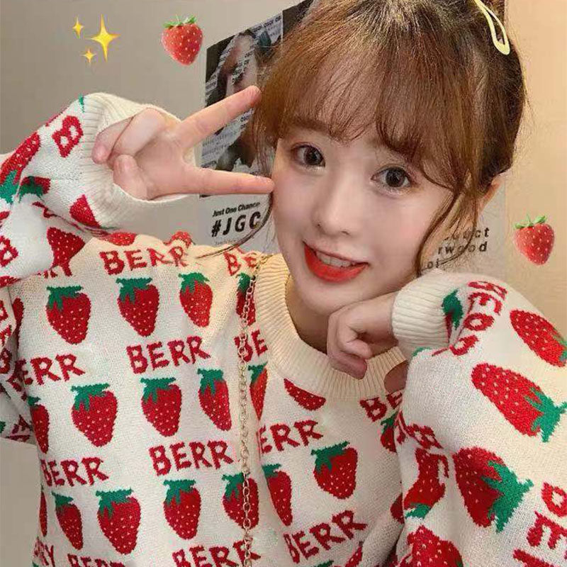 Sweet Strawberry Harajuku Knit Sweater
