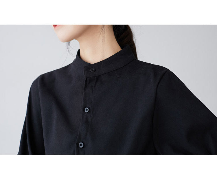 Elegant Cotton Lantern Sleeve Blouse