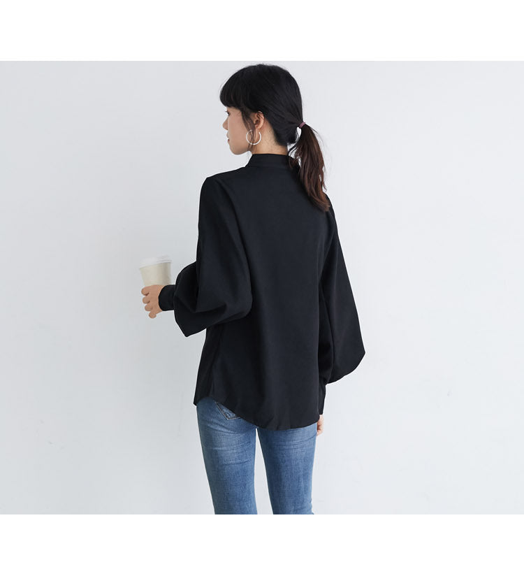 Elegant Cotton Lantern Sleeve Blouse
