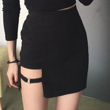 Korean Irregular Hem Mini Skirt