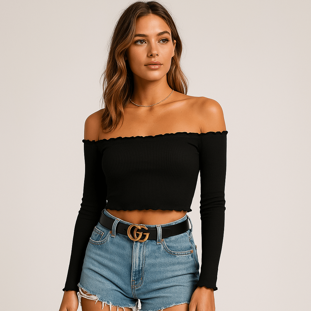 Off-Shoulder Cotton Crop Top
