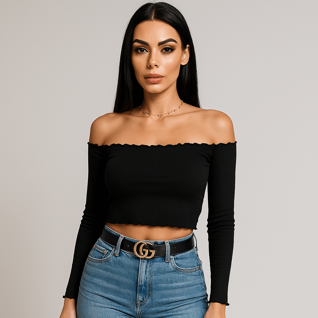 Off-Shoulder Cotton Crop Top