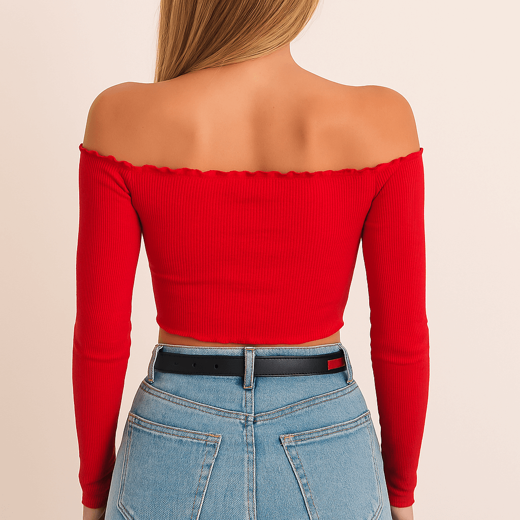 Off-Shoulder Cotton Crop Top