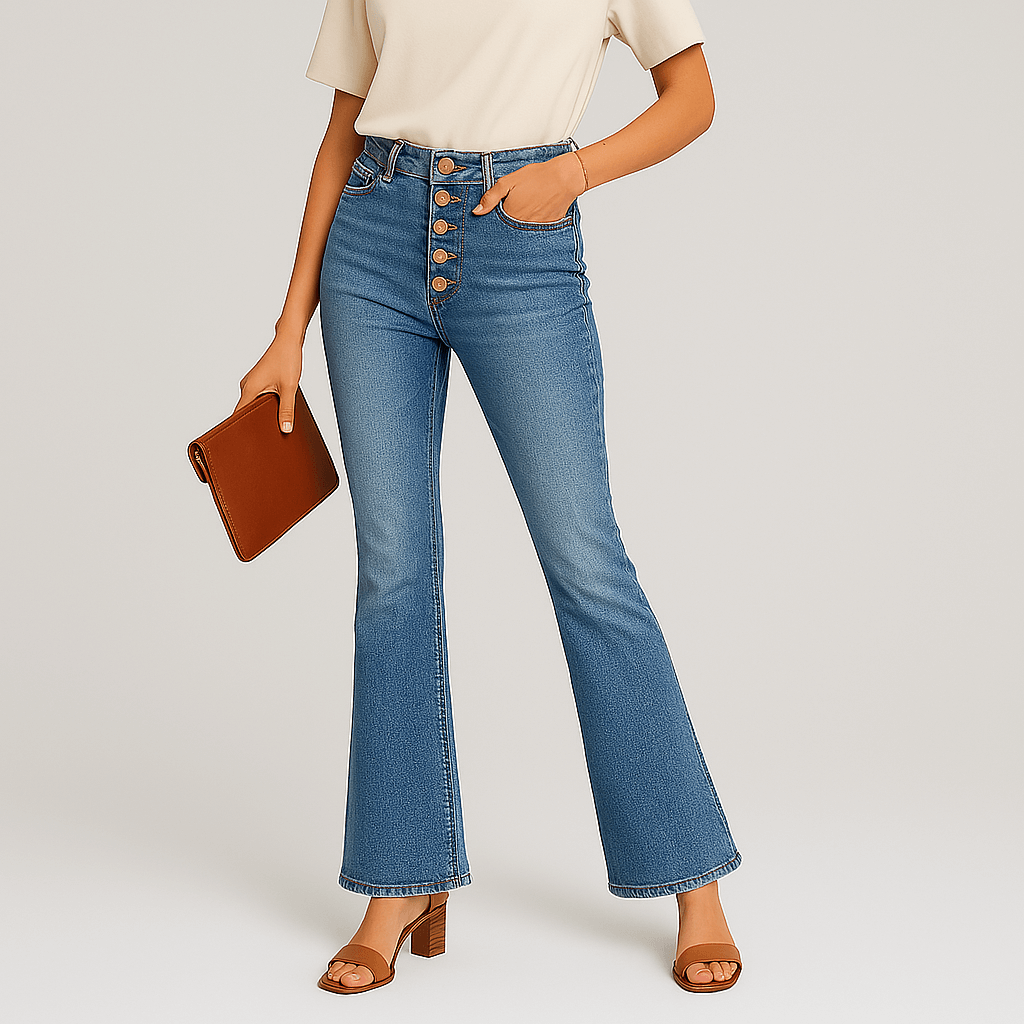 High Waist Bell Bottom Flare Jeans