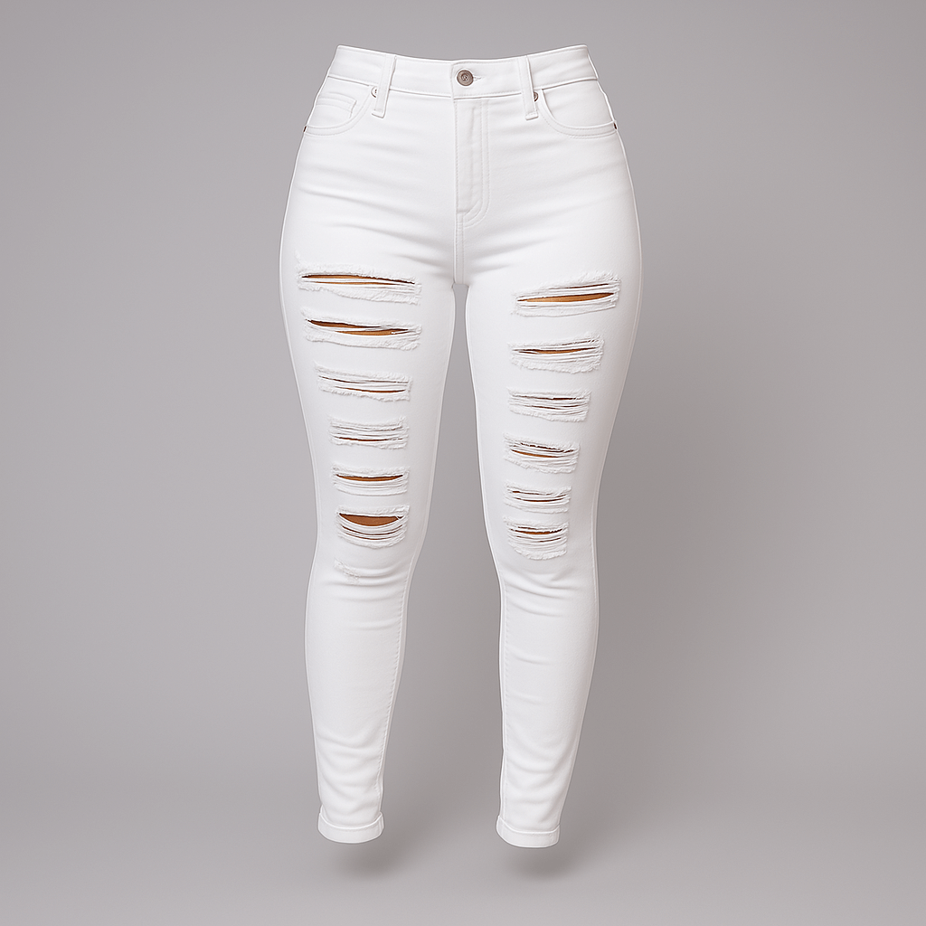 High Waist Pencil Ripped Skinny Jeans