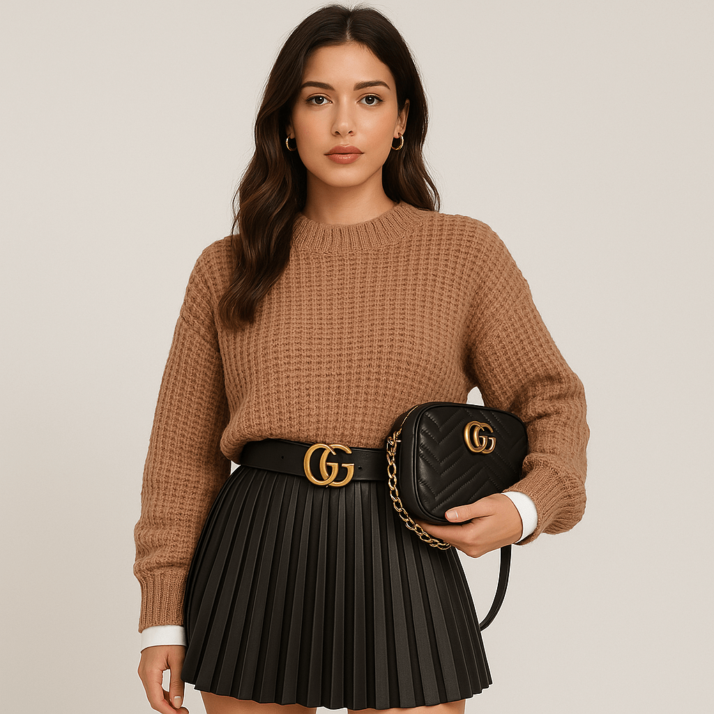 Pleated Knitted Mini Skirt