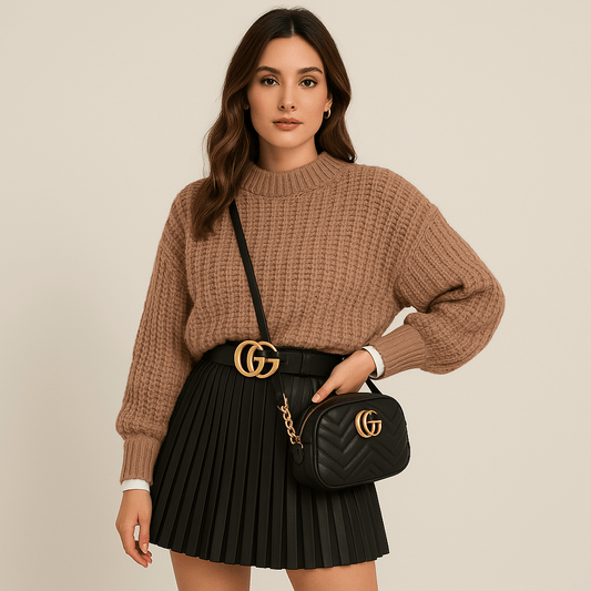 Pleated Knitted Mini Skirt