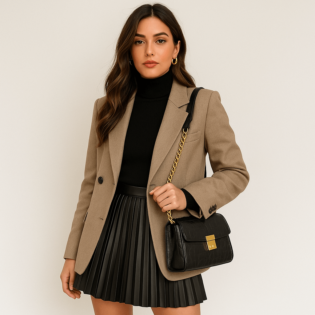 Pleated Knitted Mini Skirt