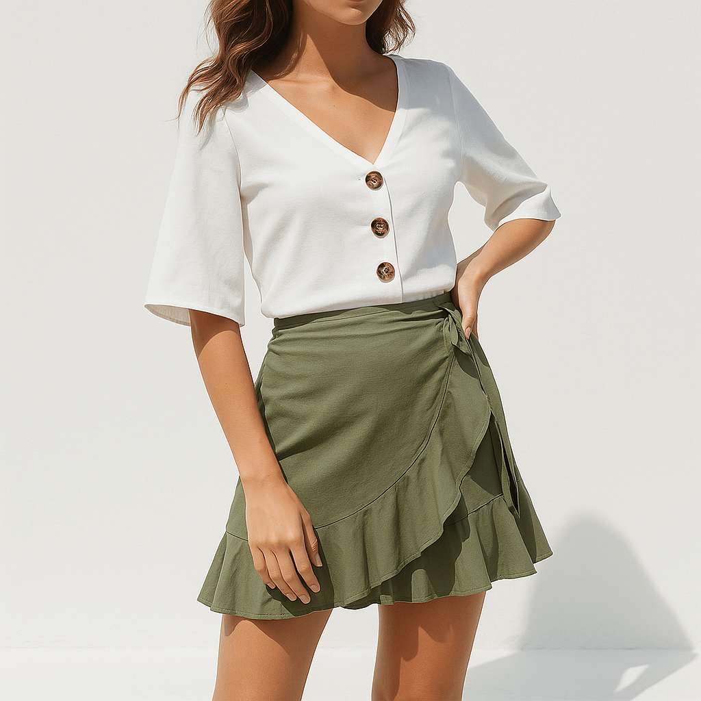 Ruffle Wrap Mini Skirt