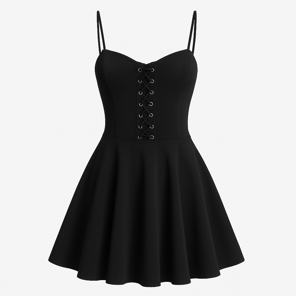 Lace-Up Skater Mini Dress