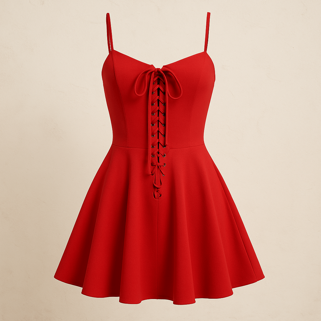 Lace-Up Skater Mini Dress