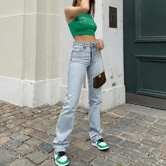 Slim Fit Blue High-Waist Jeans