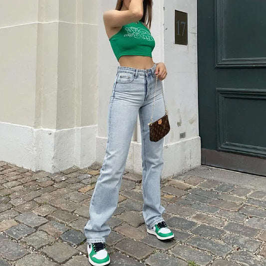 Slim Fit Blue High-Waist Jeans