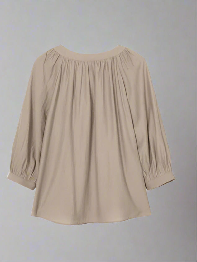 Lantern Sleeve Button-Down Cardigan Blouse