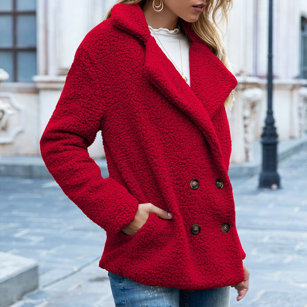 Fluffy Loose Lapel Winter Coat