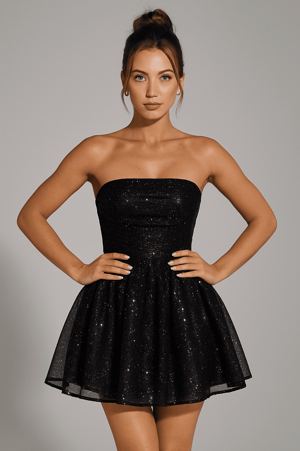 Elegant Strapless Lace Mini Dress – Back Bow Knot