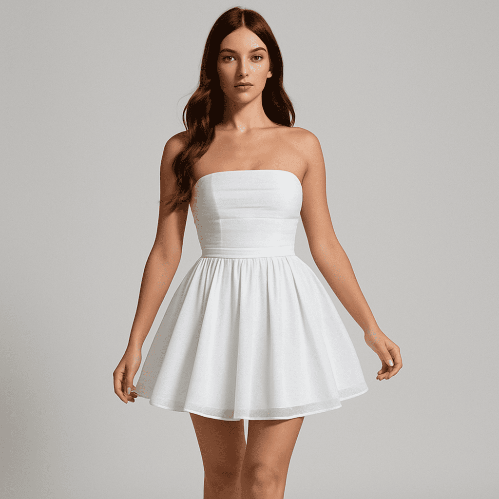 Elegant Strapless Lace Mini Dress – Back Bow Knot