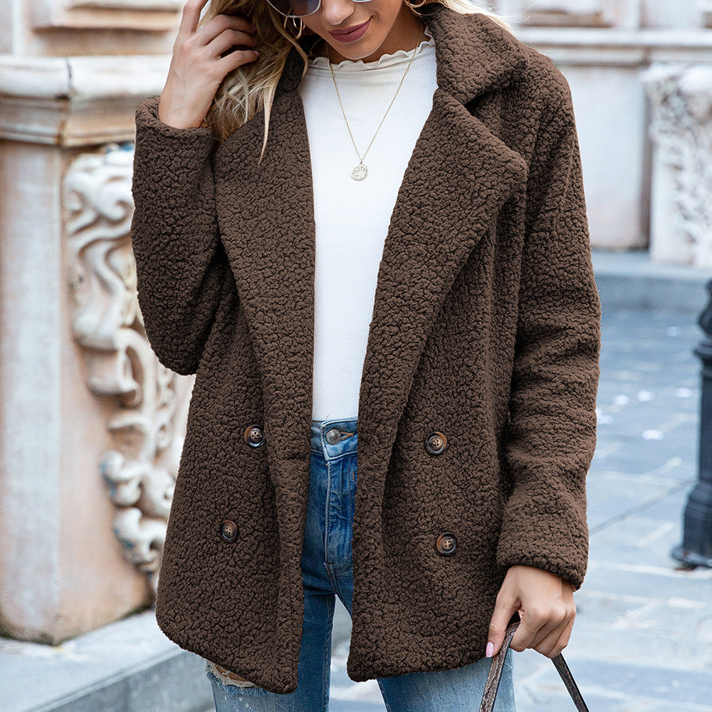Fluffy Loose Lapel Winter Coat