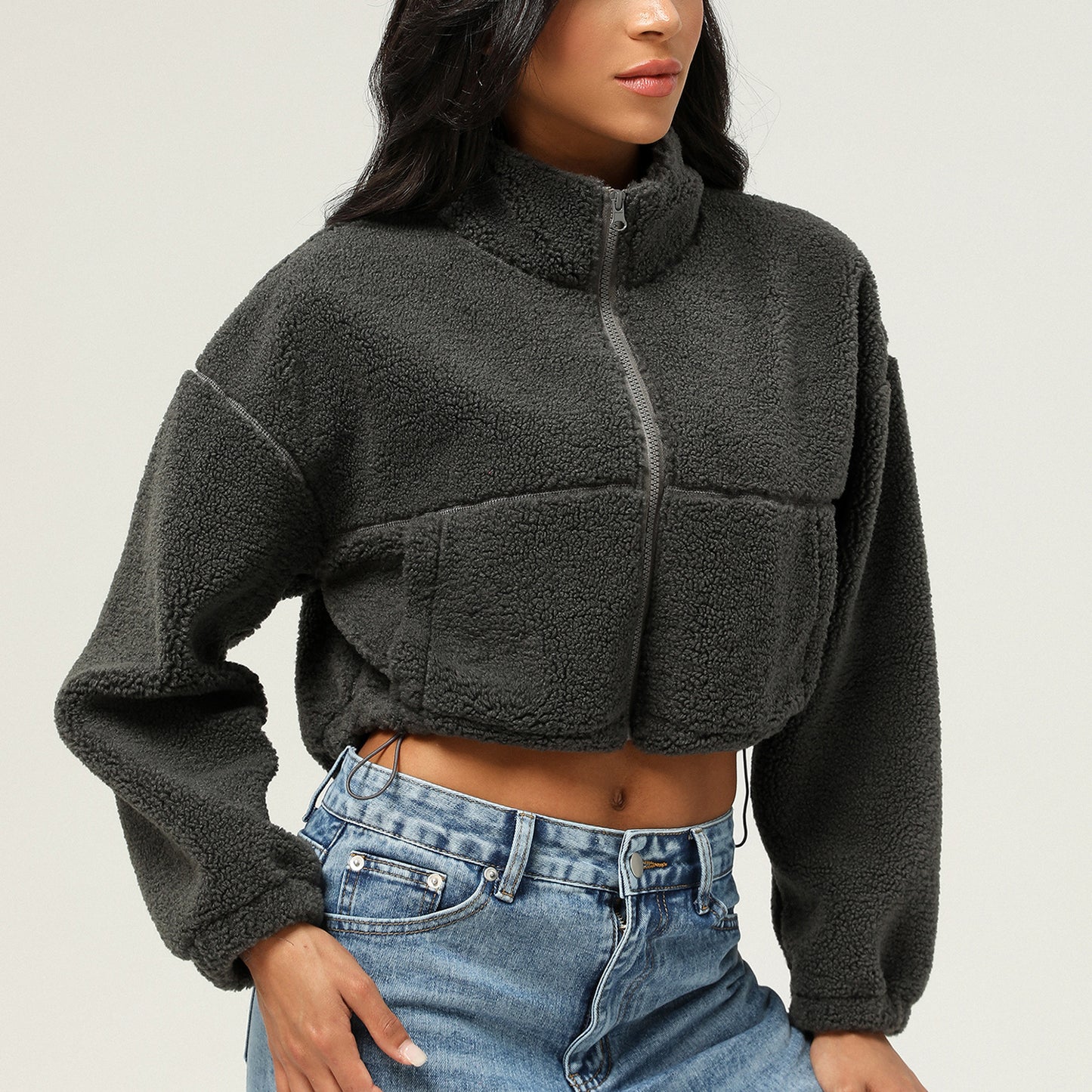 Sherpa Fleece Zip-Up Jacket