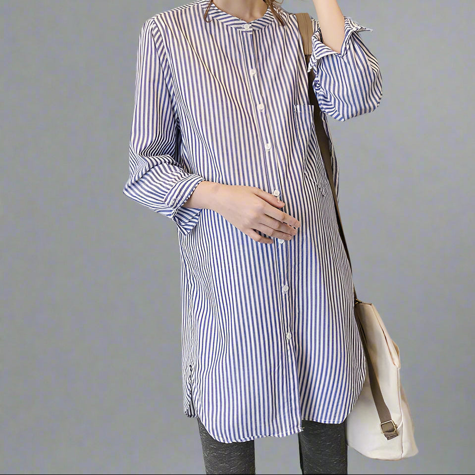 Women's Casual Striped Button-Down Shirt