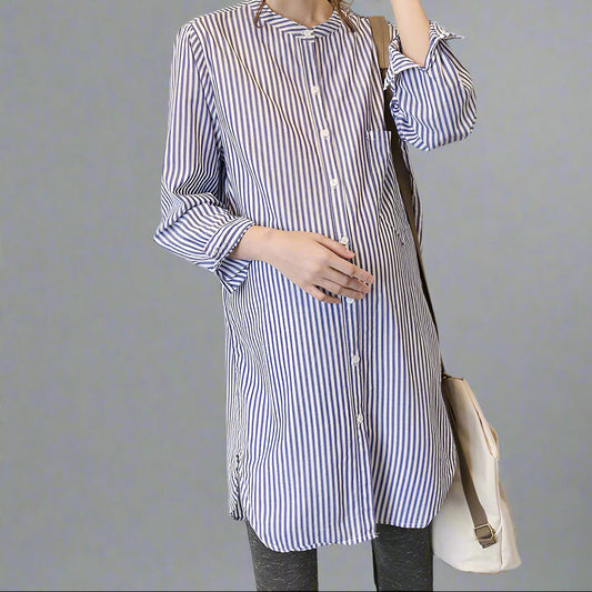 Women's Casual Striped Button-Down Shirt