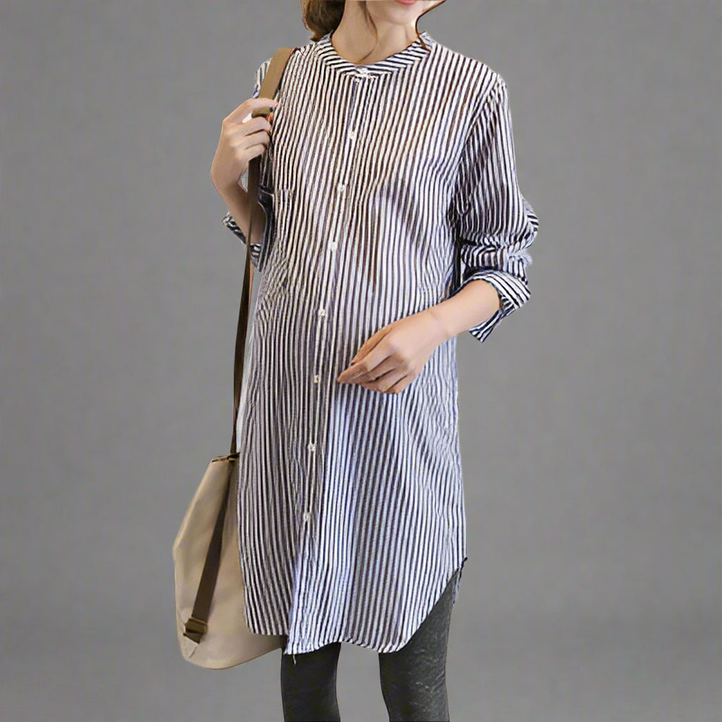 Women's Casual Striped Button-Down Shirt