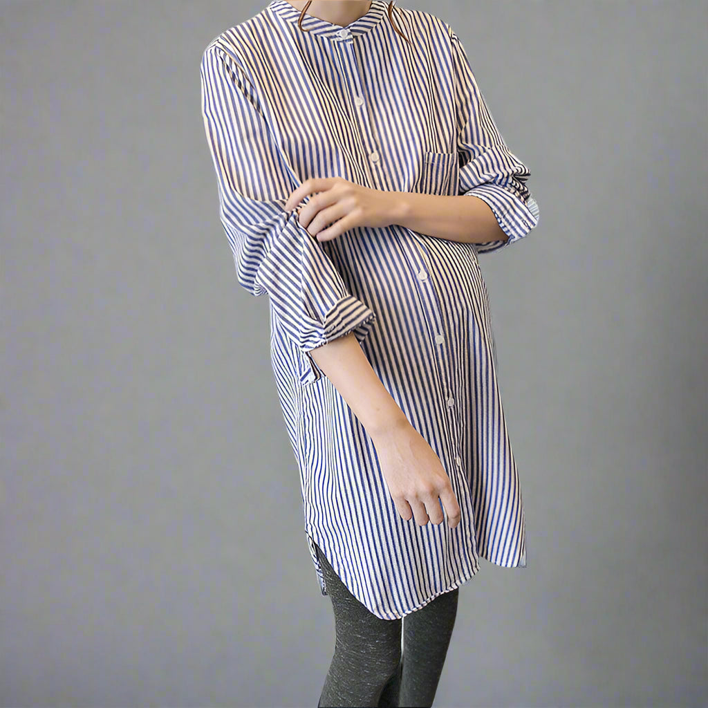 Women's Casual Striped Button-Down Shirt