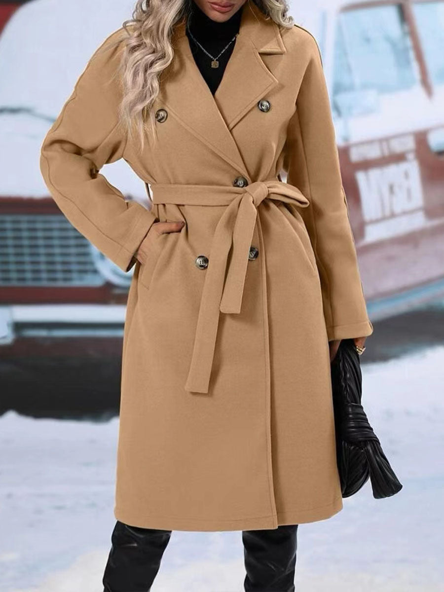 Double-Breasted Lapel Trench Coat