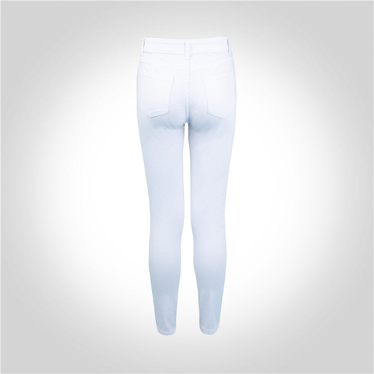 High Waist Pencil Ripped Skinny Jeans