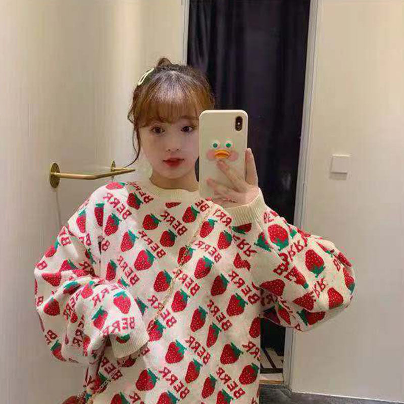 Sweet Strawberry Harajuku Knit Sweater