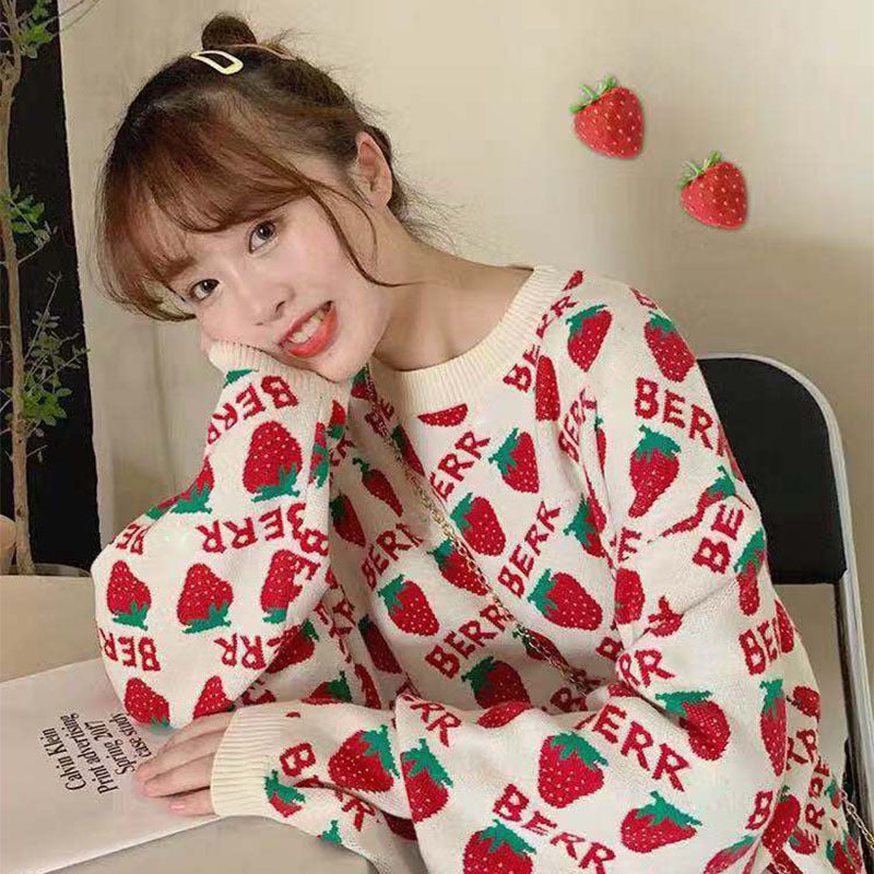 Sweet Strawberry Harajuku Knit Sweater