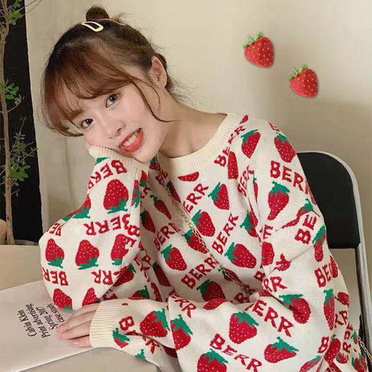Sweet Strawberry Harajuku Knit Sweater