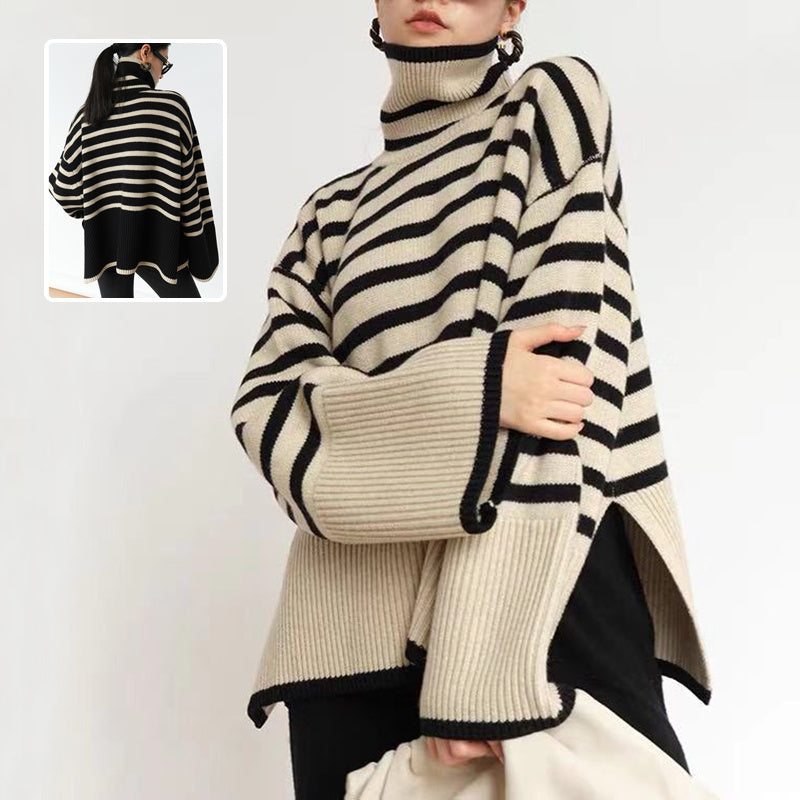 Chic Striped Turtleneck Sweater