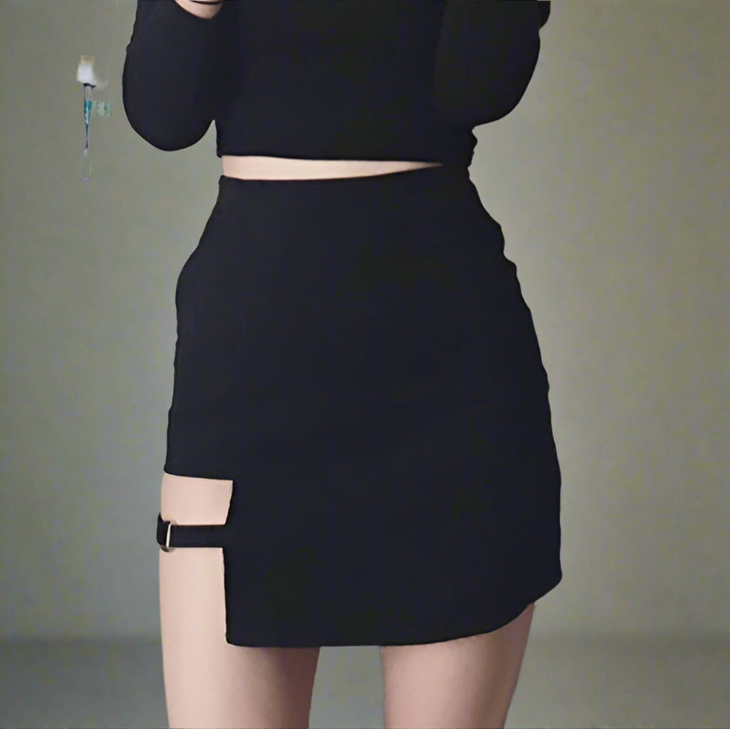 Korean Irregular Hem Mini Skirt