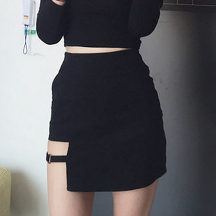 Korean Irregular Hem Mini Skirt