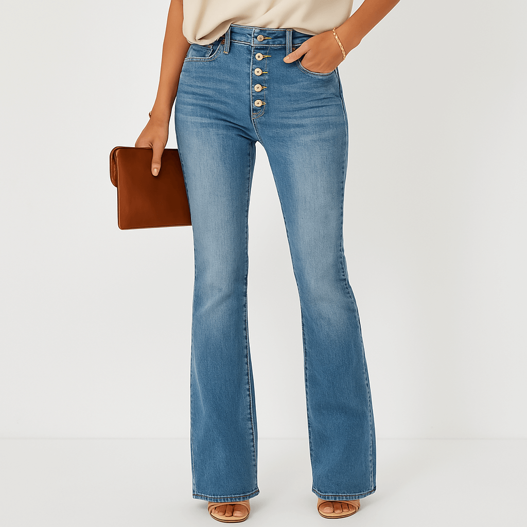 High Waist Bell Bottom Flare Jeans