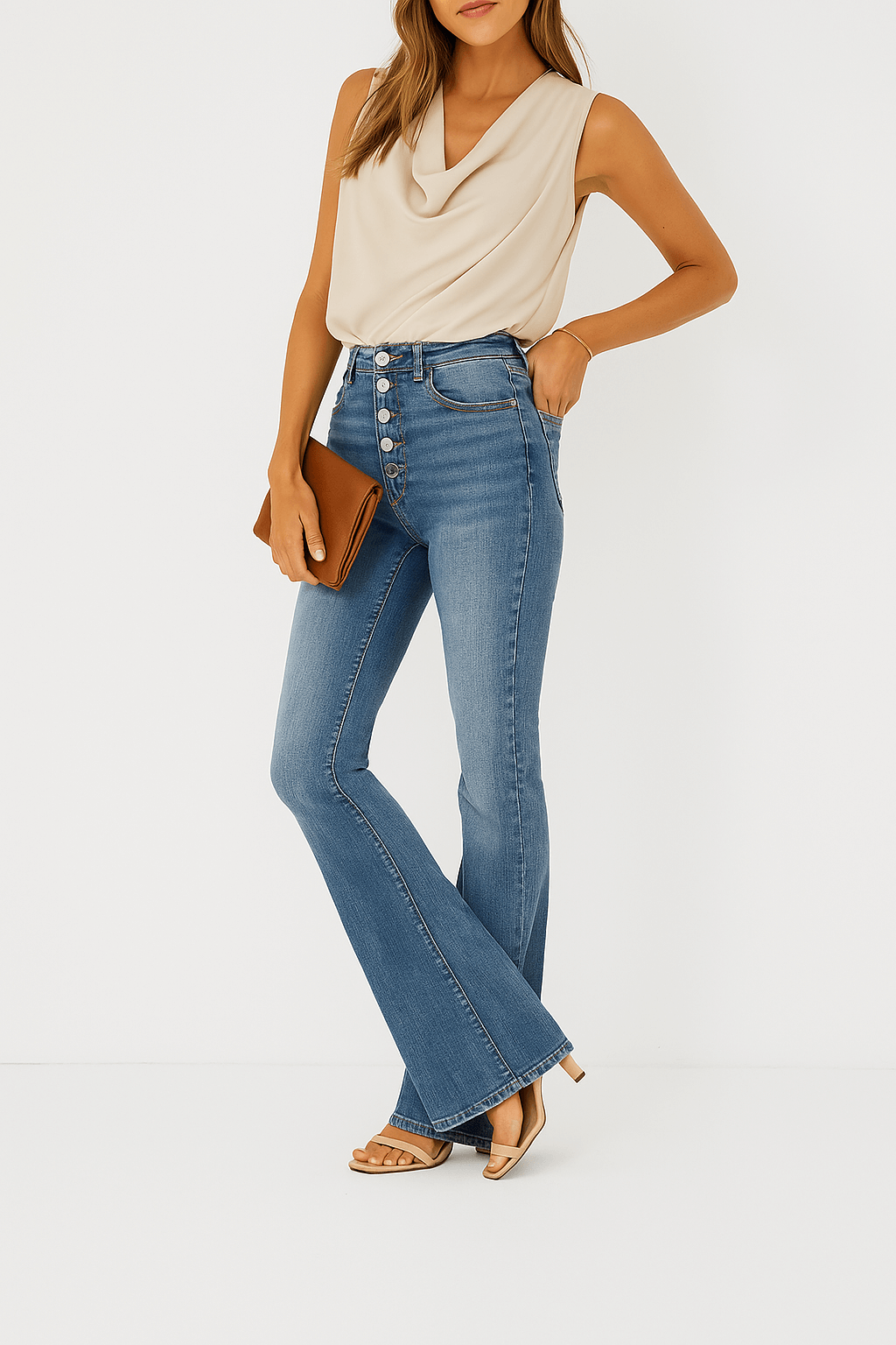High Waist Bell Bottom Flare Jeans