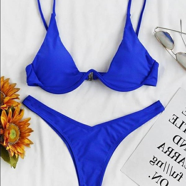 Steel Bracket Solid Color Swimsuit – Elegant & Supportive One-Piece for Women