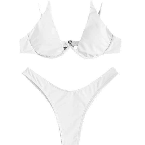 Steel Bracket Solid Color Swimsuit – Elegant & Supportive One-Piece for Women