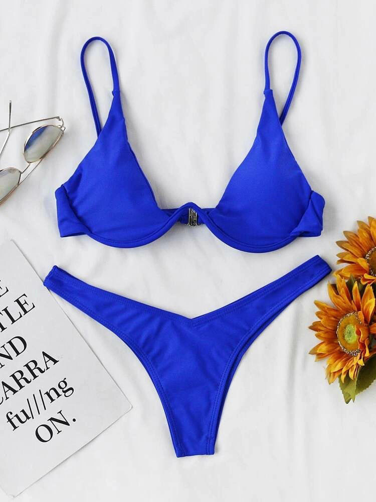 Steel Bracket Solid Color Swimsuit – Elegant & Supportive One-Piece for Women