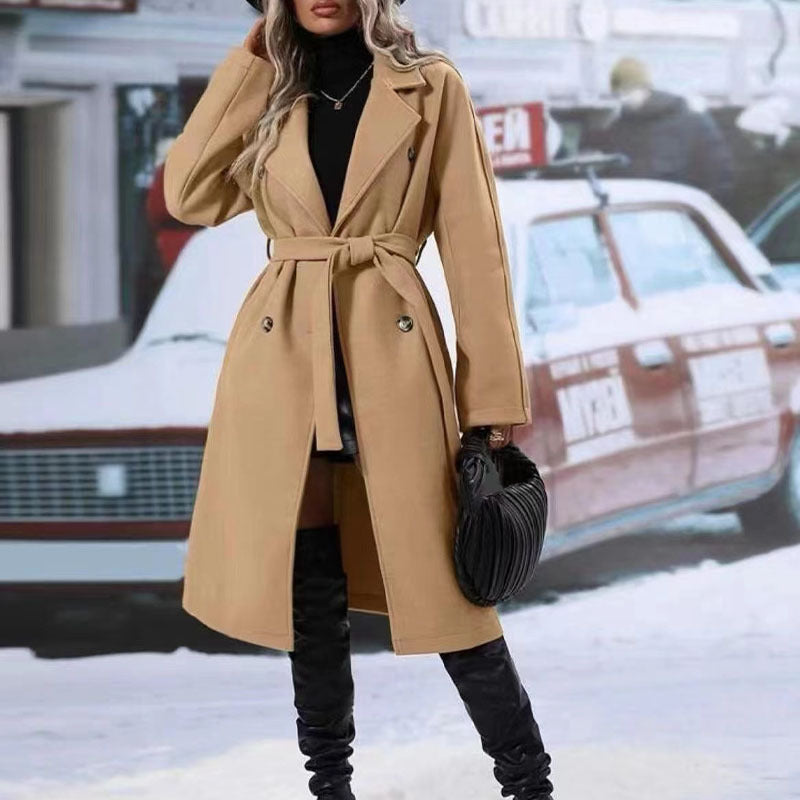 Double-Breasted Lapel Trench Coat