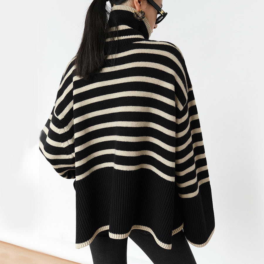 Chic Striped Turtleneck Sweater