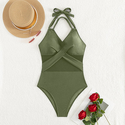 Elegant Solid Color One-Piece Swimsuit – Stylish & Comfortable Swimwear