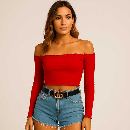 Off-Shoulder Cotton Crop Top