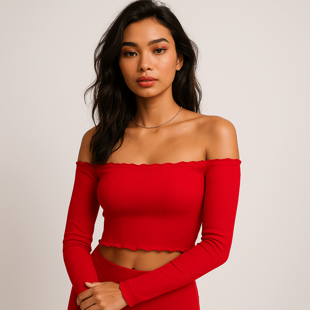 Off-Shoulder Cotton Crop Top