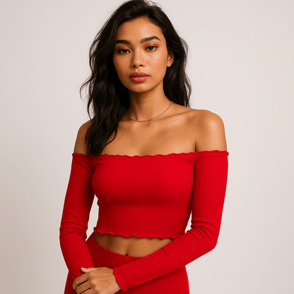 Off-Shoulder Cotton Crop Top