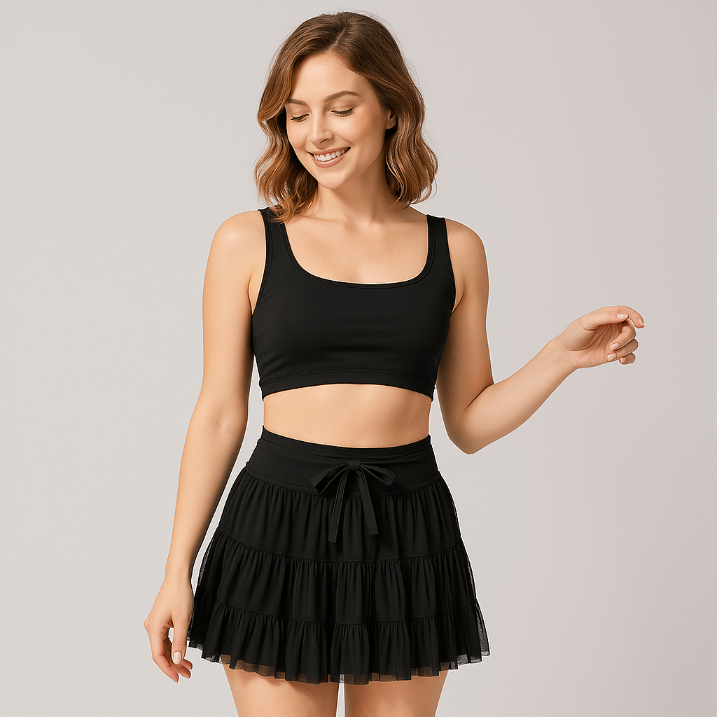 Lace-Up Pleated Sports Skirt