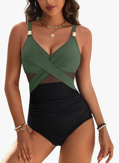 Elegant Solid Color One-Piece Swimsuit – Stylish & Comfortable Swimwear