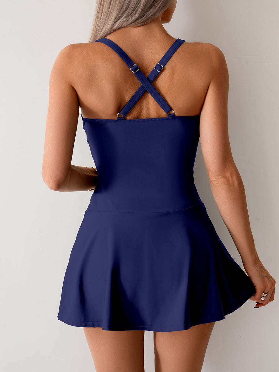 Summer Plus-Size Skirt Swimsuit – Flattering Split Swimwear for Women
